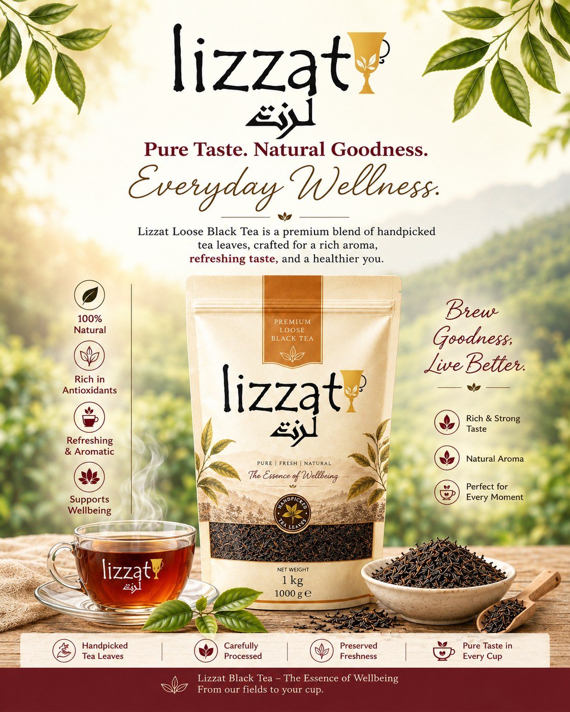Lizzat premium loose black tea pouch