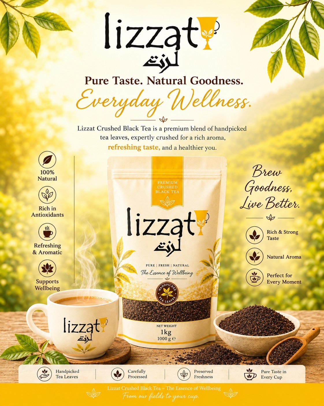 Lizzat premium crushed black tea pouch